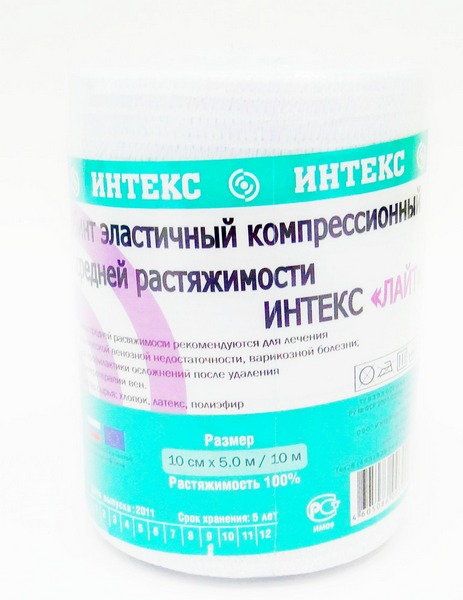 Бинт эластичный компрессионный СР ИНТЕКС Лайт 50м на 10см с застежкой