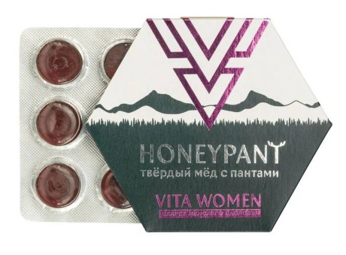 Твердый мед HoneyPant с пантогематогеном VITA WOMAN 36г