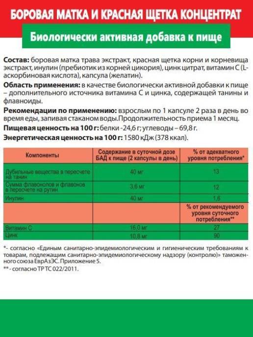 Концентрат Боровая матка и Красная щетка Цинк Алтайские Традиции №60