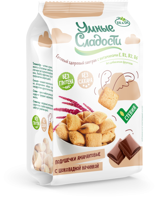 Подушечки Умные сладости с шоколадной начинкой со стевией 150 г
