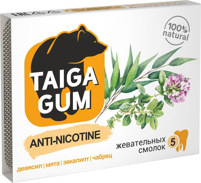 Смолка жевательная Taiga Gum Против курения 5 табл