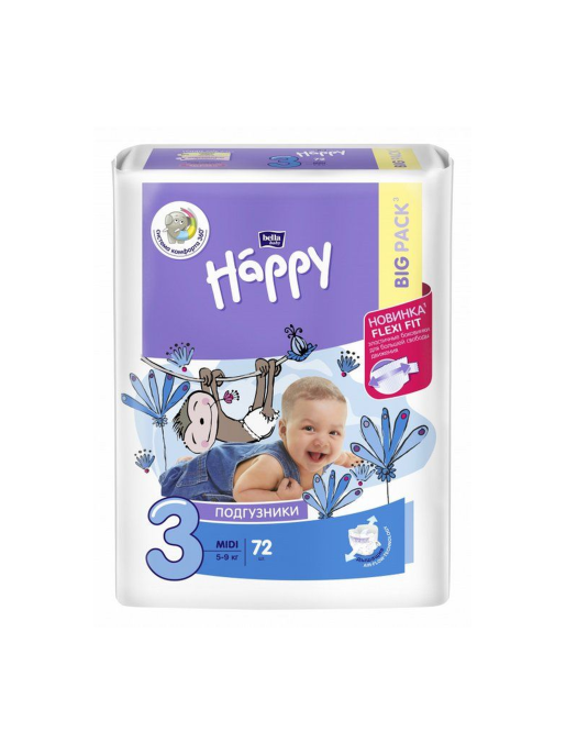 Подгузники Bella Happy Миди от 5 до 9кг 72шт