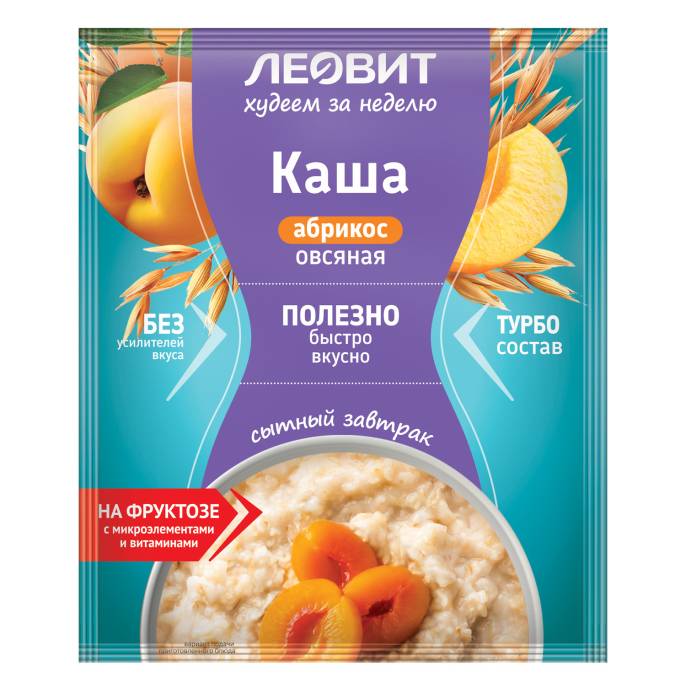 Каша Худеем за неделю овсяная абрикос с витаминами 40г