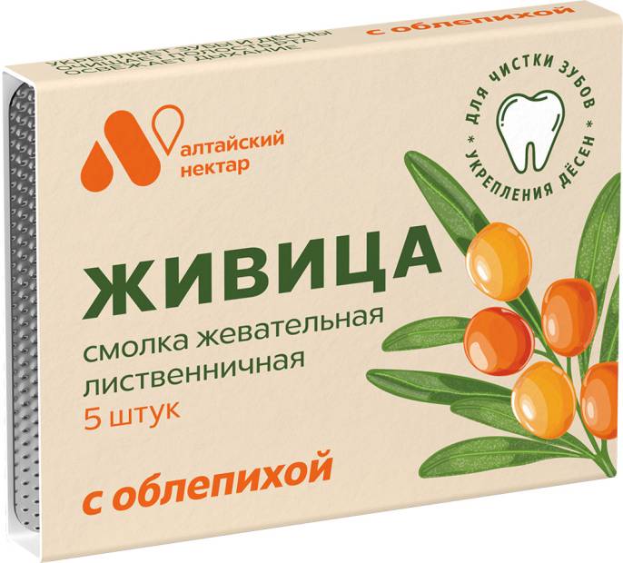 Смолка жевательная Живица с облепихой 5шт