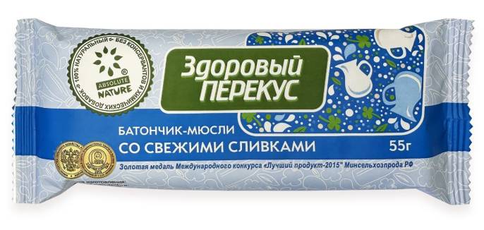 Батончик Здоровый перекус со сливками 55г