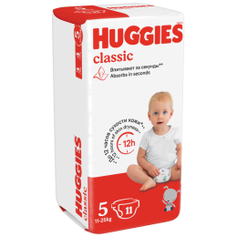 Подгузники Huggies Хаггис Классик 5 от 11 до 25 кг 11шт