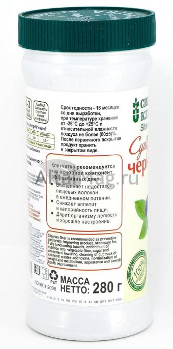 Клетчатка Сибирская Суперчерника банка 280 г