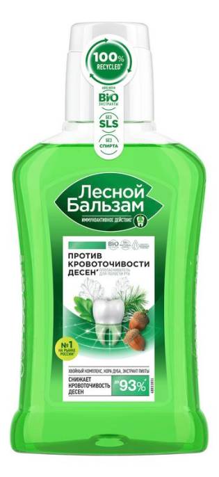 Лесной бальзам Ополаскиватель для десен с дубом и пихтой при кровоточивых десен 250мл