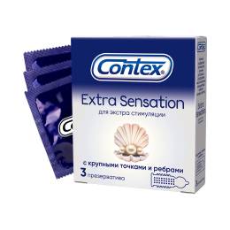 Презервативы Contex Extra Sensation С крупными точками и ребрами 3 шт