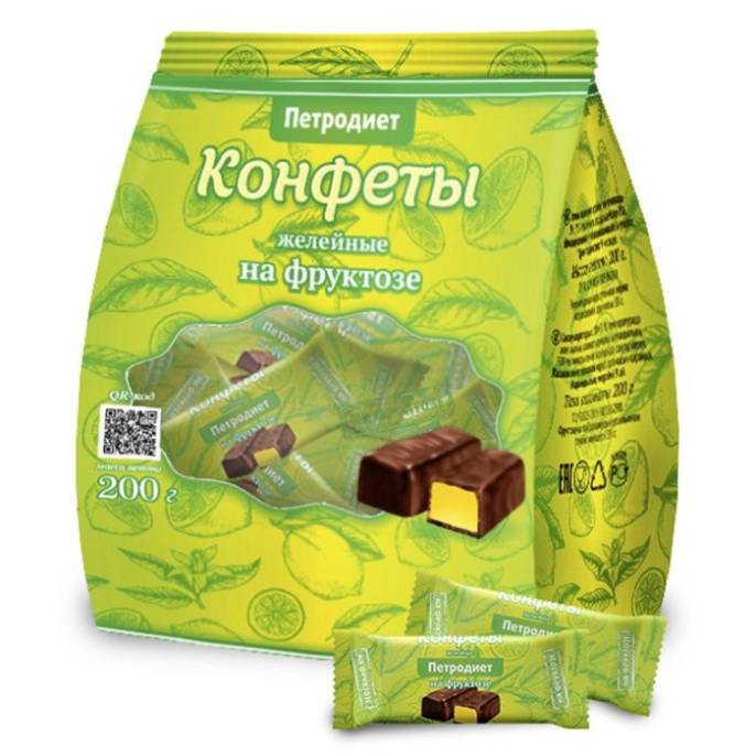 Конфеты Петродиет желейно фруктовые на фруктозе 200 г
