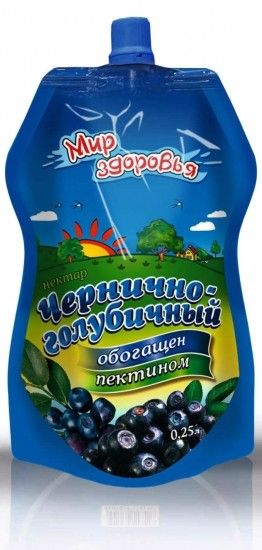 Нектар Чернично Голубичный с пектином на сахаре Мир здоровья 200мл