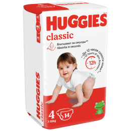 Подгузники Huggies Хаггис Классик 4 от 7 до 18кг 14шт
