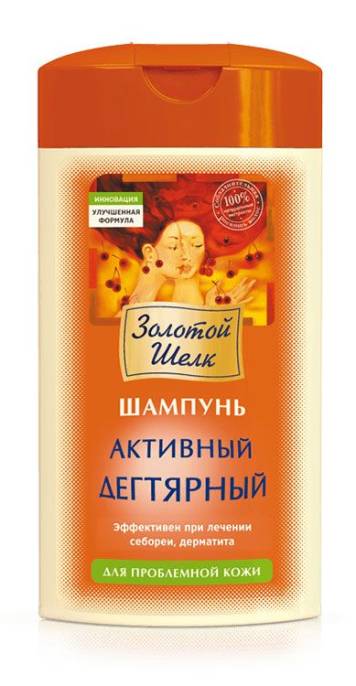 Золотой шелк Шампунь активный дегтярный для проблемной кожи 250мл