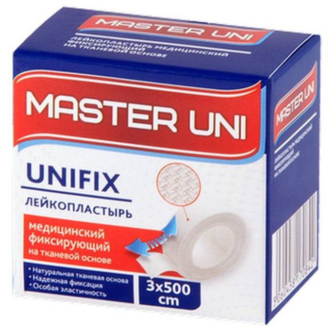 Лейкопластырь MASTER UNI UNIFIX 3 на 500 см тканевая основа