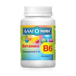Благомин Витамин В6 пиридоксин 2мг 025 г №40капс