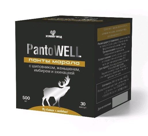 PantoWell Панты марала с шиповником и эхинацеей 30 капсул