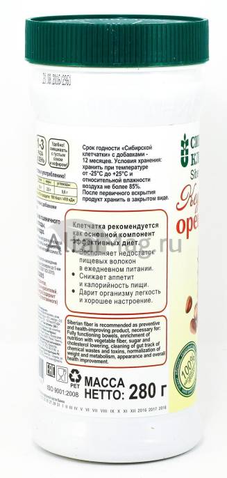 Клетчатка Сибирская Кедровый орех 280г