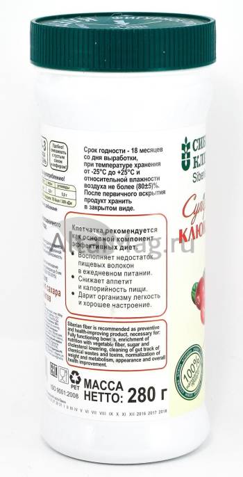 Клетчатка Сибирская Суперклюква банка 280 г