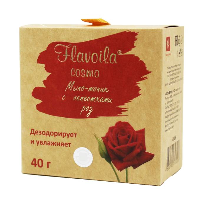 Мыло Флавойла космо Мыло тоник с лепестками роз Дезодорирует и увлажняет Сашера Мед 40г