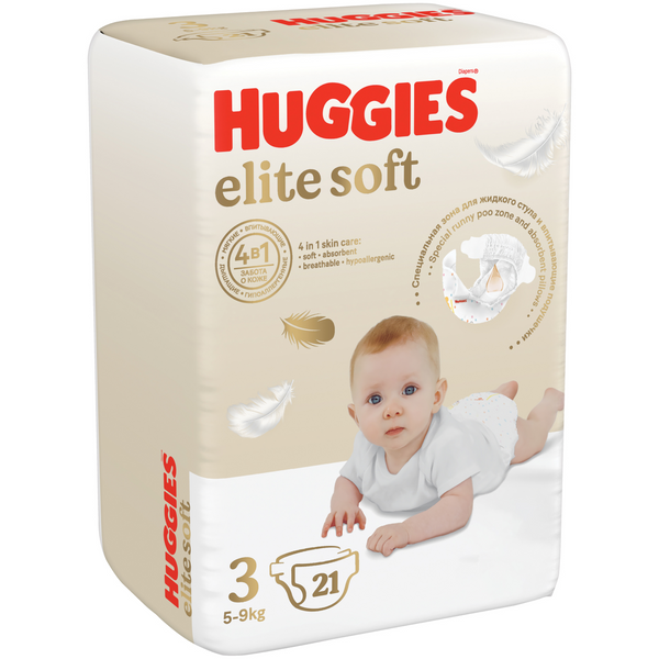 Подгузники Huggies Хаггис Элит Софт 3 от 5 до 9кг 21шт