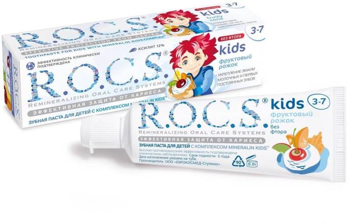 ROCS Рокс Кидс Зубная паста для детей 3 7 лет Фруктовый рожок 45г