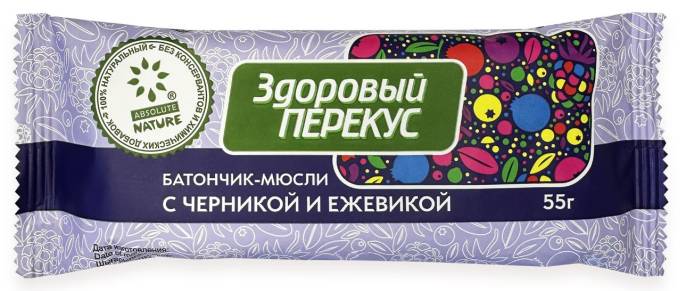 Батончик Здоровый перекус с черникой и ежевикой 55г