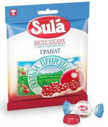 Леденцы Sula без сахара 60г/с натуральным соком граната
