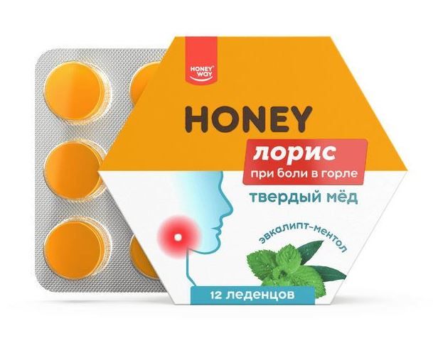 Твердый мед Леденцы медовые с ментолом и эвкалиптом №12