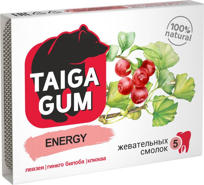 Смолка жевательная Taiga Gum Энерджи 8шт