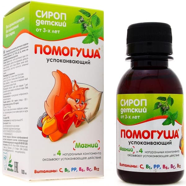Сироп «Помогуша» с мятой и липой, успокаивающий, 100 мл.