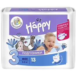 Подгузники Bella baby Happy Midi для детей от 5 до 9кг 13шт
