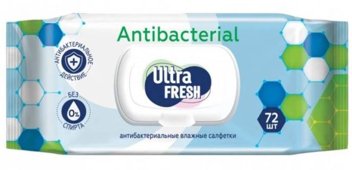 Салфетки влажные Ultra Fresh Antibacteriall 72шт
