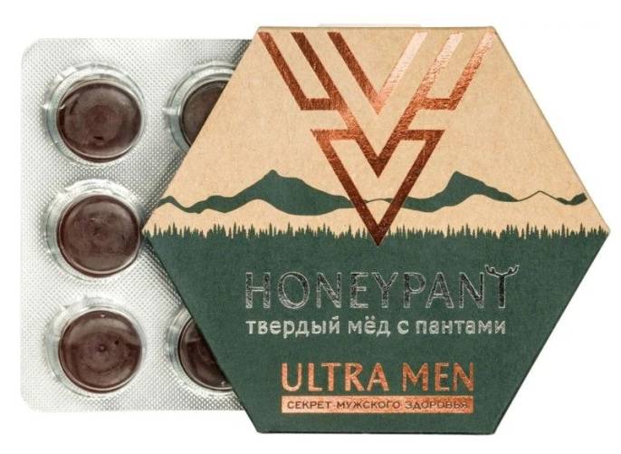 Твердый мед HoneyPant с пантогематогеном ULTRA MAN 36г