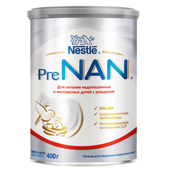 Nestle Смесь ПРЕ НАН сухспец Nestle Смесь для питания недоношенных и маловесных детей 400г