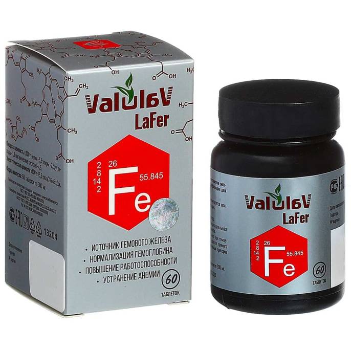 Натуральный комплекс «Valulav LaFer» при железодефиците, 60 таб.