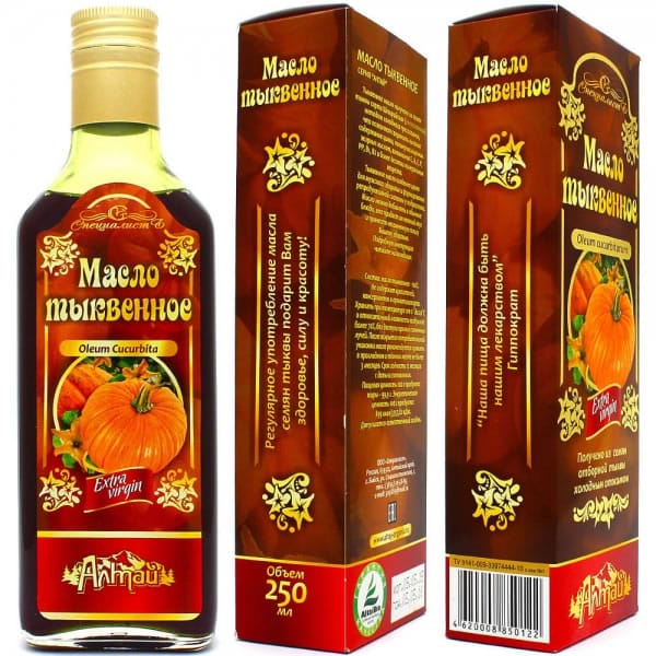 Масло тыквенное «Алтай Premium», 250 мл.
