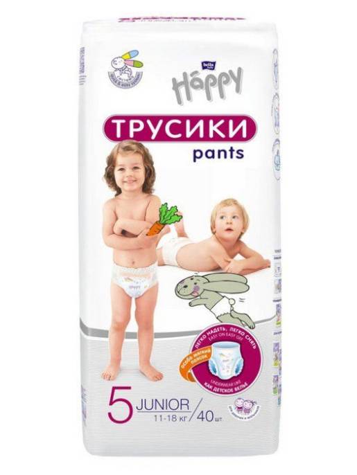 Подгузники Bella Happy ТРУСИКИ Джуниор от 11 до 18кг 40шт