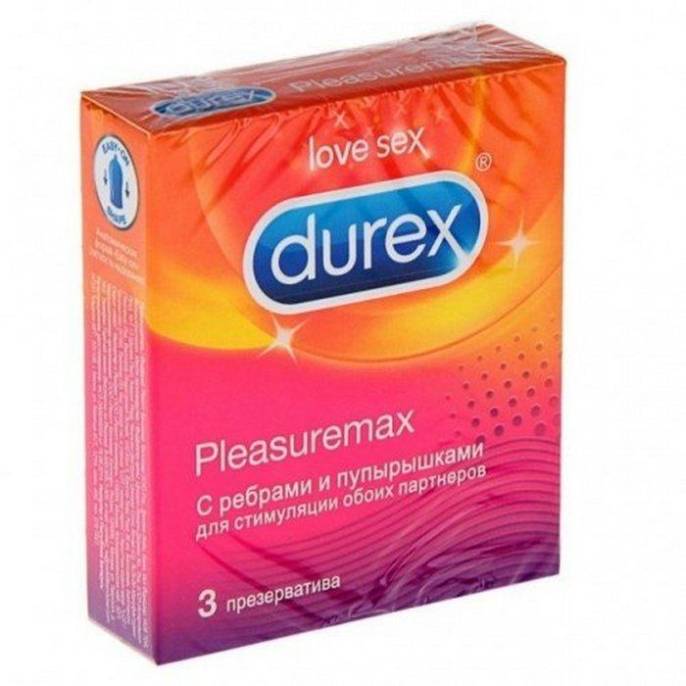 Презервативы Durex Pleasuremax с ребрами и пупырышками 3 шт