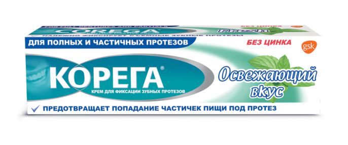 Корега Крем для фиксации зубных протезов освежающий вкус 40мл