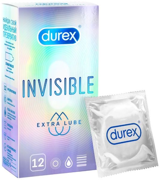 Презерватив ДЮРЕКС Durex Invisible Extra lube №12
