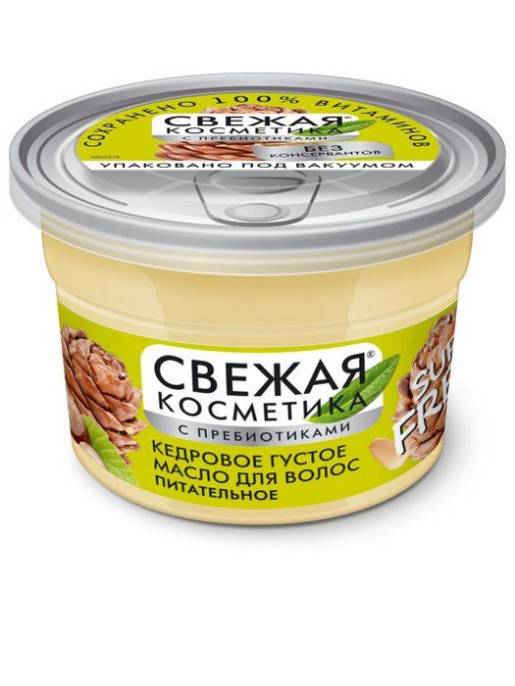 Свежая косметика Масло густое кедровое для волос Питательное с пребиотиками 180мл