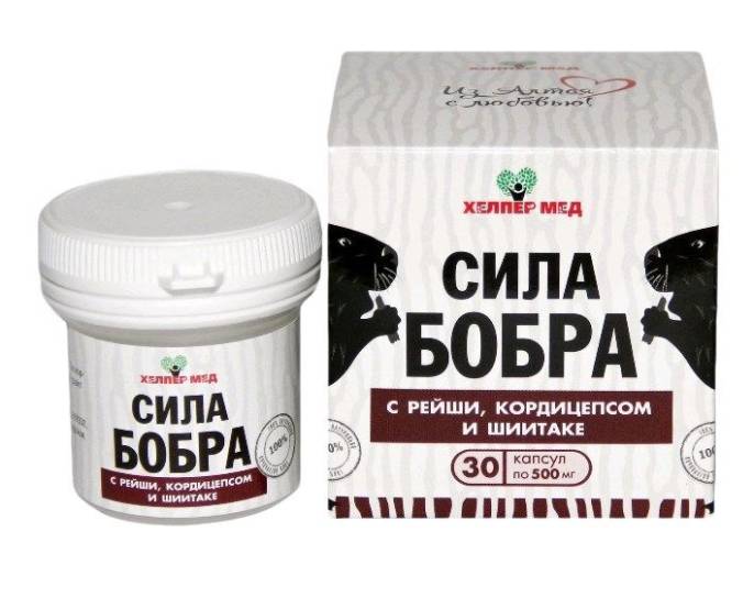 Сила Бобра с рейши кордицепсом и шиитаке 30 капсул